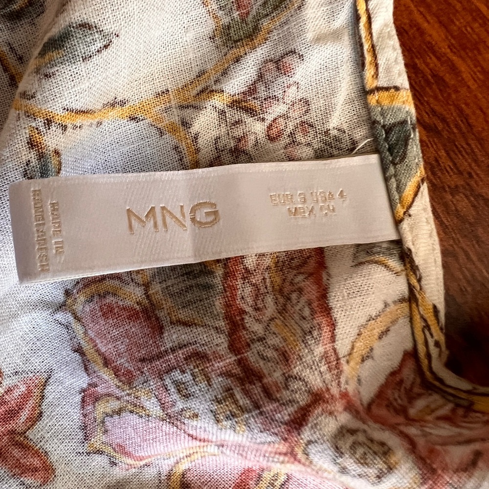Mango Floral Button-Front Midi Dress in Cream and Rust - Picture 5 of 10